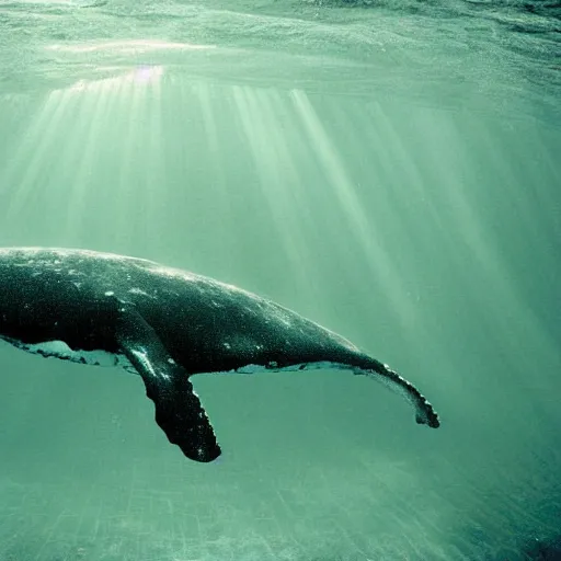 Prompt: Underwater concerto with whales by Trent Parke, clean, detailed, Magnum photos