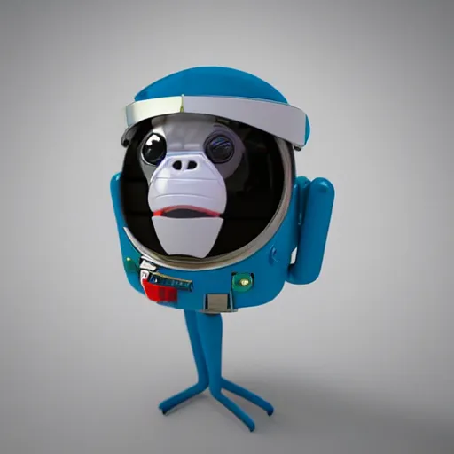 Image similar to portrait holder of monkey android astronaut, with robotic parts on his face, rendering unreal engine 5, cinematography