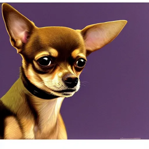 Image similar to portrait of a chihuahua looking happy, by martin ansin, highly detailed, cinematic, extremely detailed, high quality