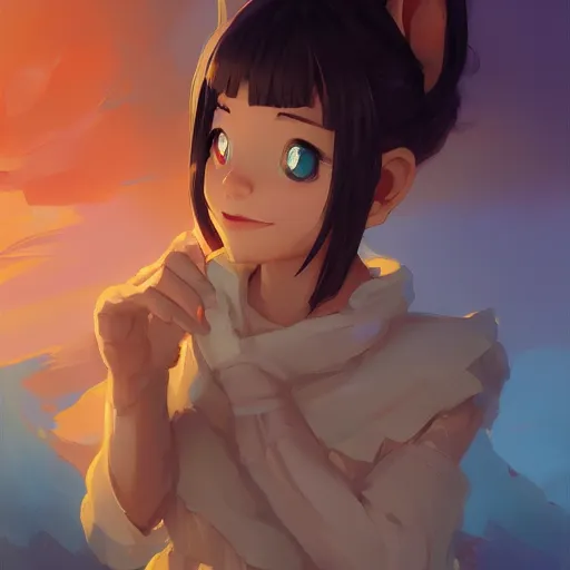 Image similar to portrait kitten focus cute eye enchanted official fanart behance hd artstation by Jesper Ejsing, by RHADS, Makoto Shinkai and Lois van baarle, ilya kuvshinov, rossdraws portrait, highly detailed, digital painting, concept art, sharp focus, illustration, cinematic lighting, art by artgerm and greg rutkowski and alphonse mucha radiant light, peter mohrbacher, ferdinand knab, artgerm, portrait optimistic colors, bright eyes, clear eyes, warm smile