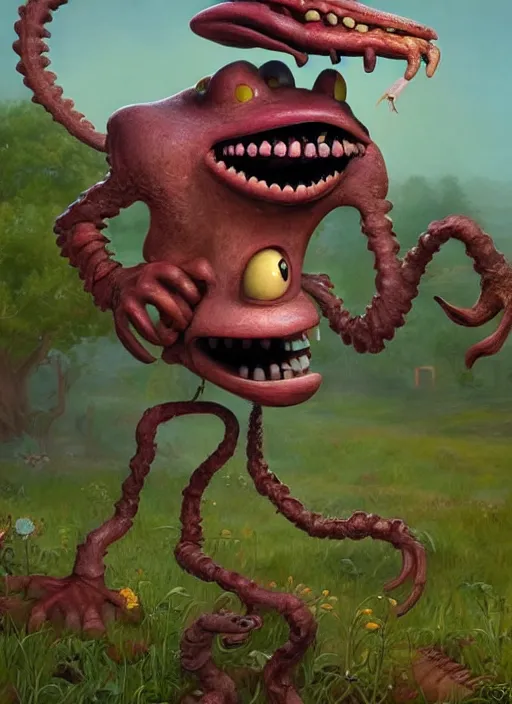 Image similar to an ultra fine detailed painting of an aaahh!!! real monsters gardener by james gurney, featured on zbrush central, sots art, behance hd, reimagined by industrial light and magic