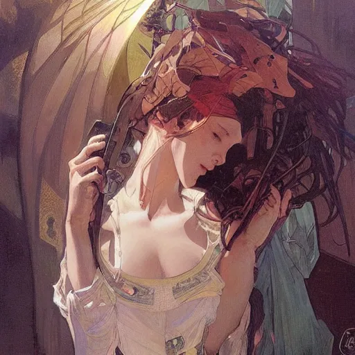 Image similar to Krenz Cushart, Greg Rutkowski, Alphonse Mucha