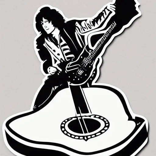 Image similar to jimmy page from led zepelin playing - guitar - solo, sticker - art, svg vector, adobe - illustrator