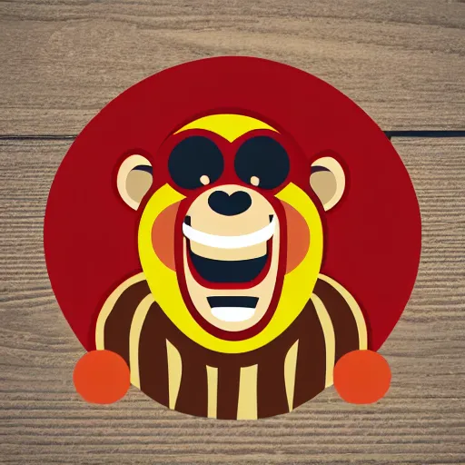 Prompt: red monkey eating a banana, logo