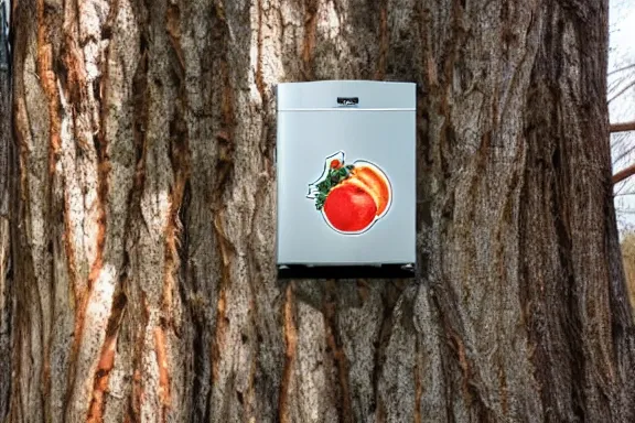 Image similar to a refrigerator in a tree