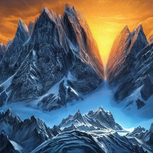 Image similar to epic masterpiece of confrontation between mountain face gods Antarctica, gift of birth, origin mythos, astounding beauty, cinematic, establishing shot, extremely high detail, photorealistic, cinematic lighting, intricate line drawings, 8k resolution