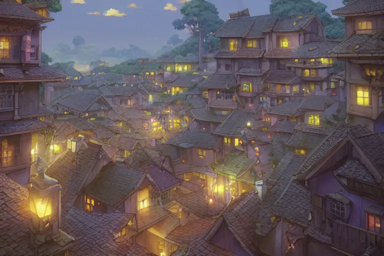 Prompt: a wholesome animation key shot of a traditional city with tiled roofs, medium shot, studio ghibli, pixar and disney animation, sharp, rendered in unreal engine 5, anime key art by greg rutkowski, bloom, dramatic lighting