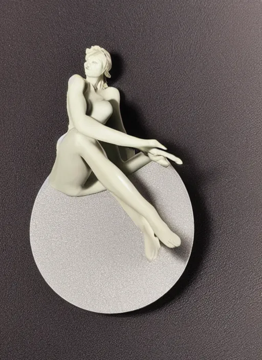 Image similar to Image on the store website, eBay, 100mm resin figure of a beautiful woman sitting on the chair, on the disk base on tile surface