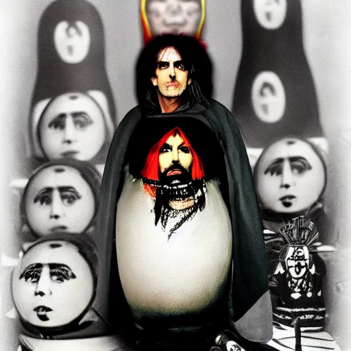 Prompt: alice cooper as a matryoshka doll