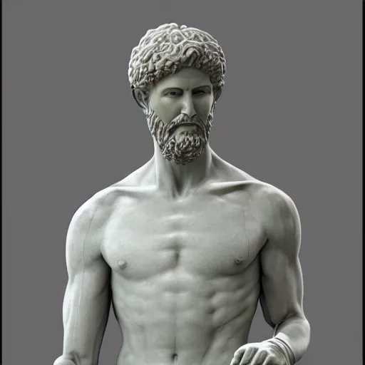 Image similar to a 3 d render of the statue of david out of marble, in the style of michelangelo