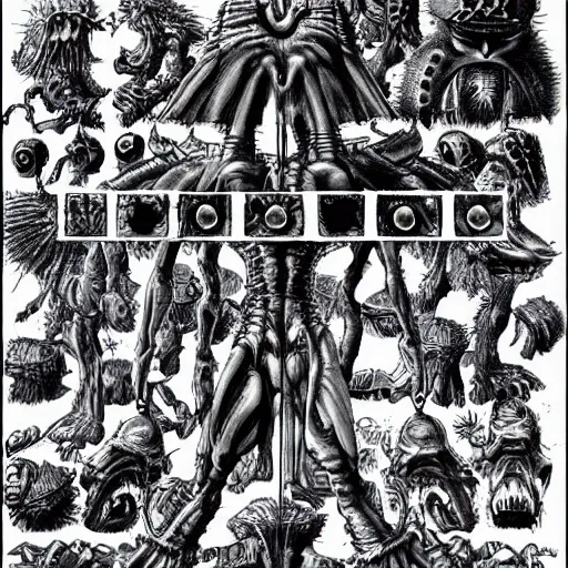 Prompt: Evolution of non-carbon based life forms, a technical illustration by Kentaro Miura