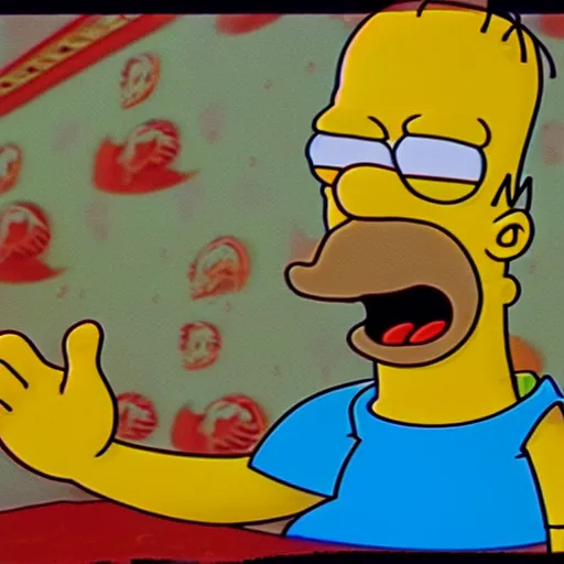 Prompt: Homer Simpson on his first LSD trip 4K quality 8K texture