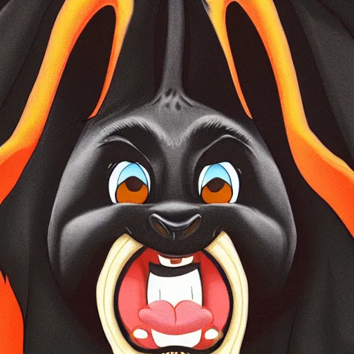 Image similar to A extremely highly detailed majestic hi-res beautiful, highly detailed head and shoulders portrait of a scary terrifying, horrifying, creepy black cartoon rabbit with scary big eyes, earing a shirt laughing, hey buddy, let's be friends, in the style of Walt Disney animation