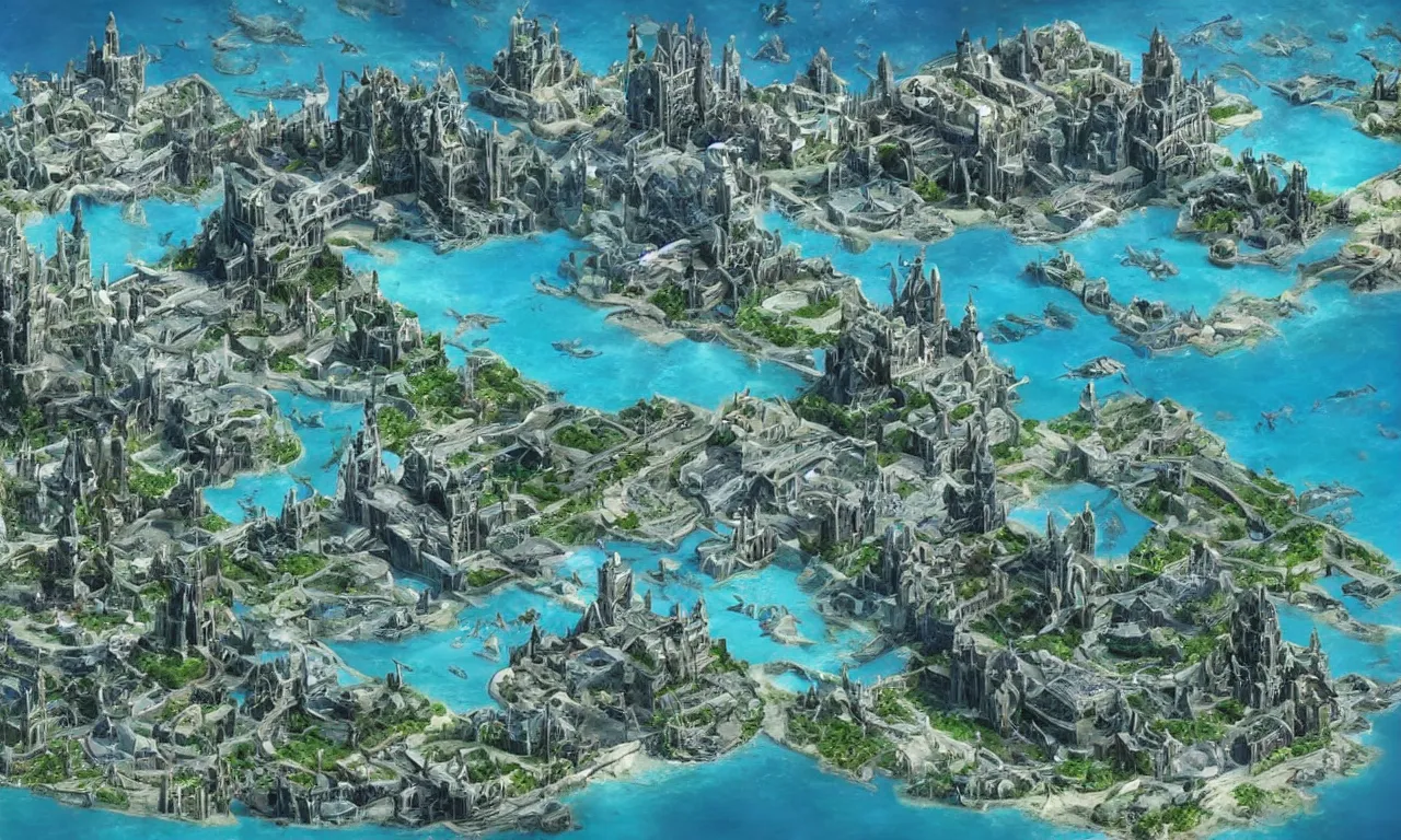 Image similar to atlantis, under water city, realistic