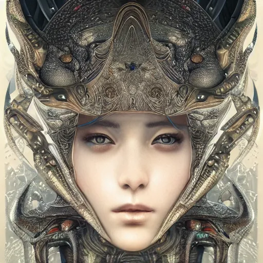 Prompt: ultra realist intricate detailed painting of a single attractive alien female, full body, curvy, black scales and cyborg tech, symmetry accurate features, very intricate details, focus, artstyle Hiraku Tanaka and Tom Bagshaw, award winning