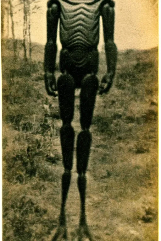 Image similar to vintage photograph of a humanoid cryptid