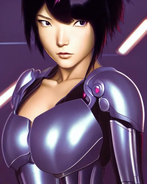 Image similar to weta disney pixar movie still portrait photo of motoko kusanagi the major ghost in the shell as cyborg woman by pixar, by weta, wlop, ilya kuvshinov, rossdraws, artgerm, maxim cover, latex, sweaty, iridescent, bright morning, anime, liosh, mucha