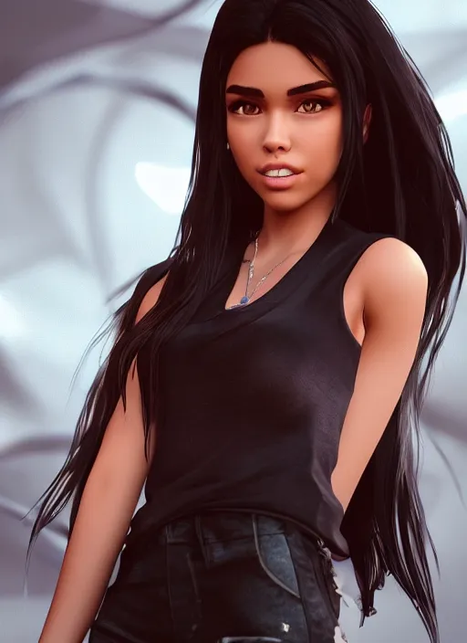 Image similar to Madison Beer as a video game character, digital art, unreal engine, unreal engine render, blender render, render, 4k, coherent