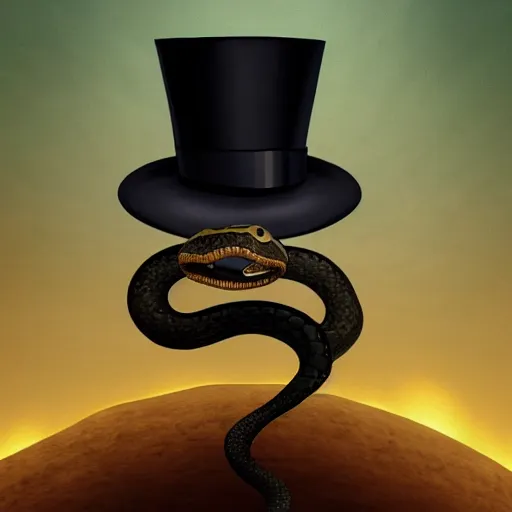 Prompt: giant snake wearing a top hat, photo, detailed, 4k