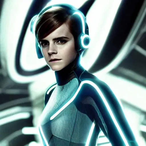 Image similar to movie still of emma watson in tron : legacy ( 2 0 1 0 )