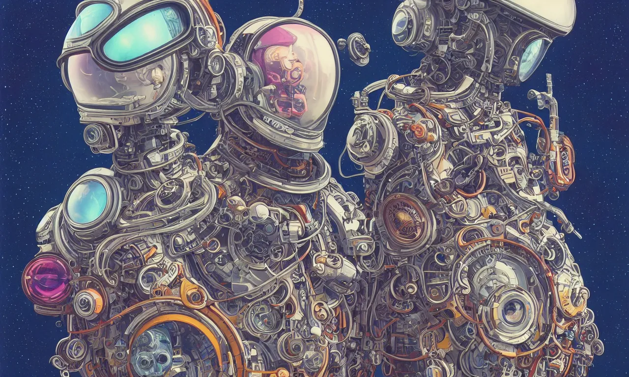 Image similar to high quality high detail biomechanical portrait of a spaceman diesel punk in an alien world, tristan eaton, victo ngai, artgerm, rhads, ross draws, hyperrealism, intricate detailed, alphonse mucha, 8 k, sci - fi, pastel colors, artstation,