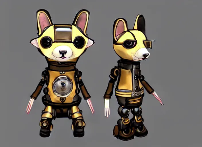 Image similar to futuristic steampunk ferret - shaped pet - robot, steampunk ferret - inspired robot, borderlands - inspired ferret - shaped robot