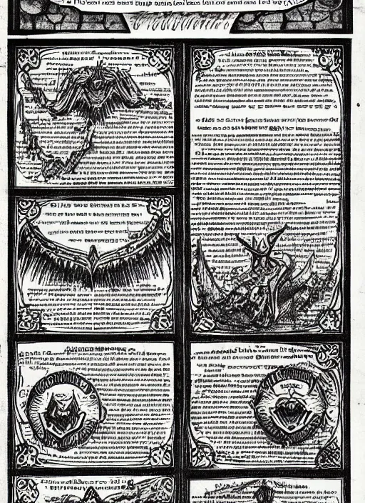 Prompt: a full page scan of detailed vintage illustrated instructions on how to raise the dead, handwritten, spells, intricate writing, satanic, evil, grimoire page, necronomicon style