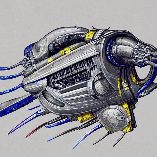 Prompt: painting of scifi tech hardsurface shape form exploration, big medium small, artstation, colored marker, paper collage, hr giger, concept art