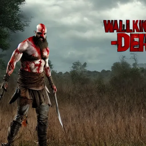 Image similar to kratos in the walking dead 4 k detailed super realistic