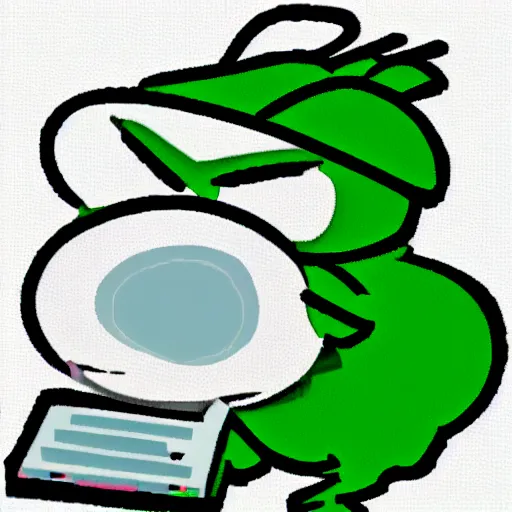 Image similar to pepe destroying computers