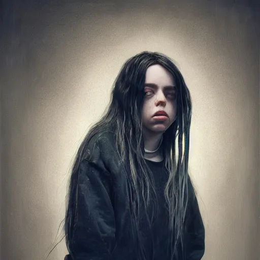 Prompt: painting of billie eilish by michal karcz