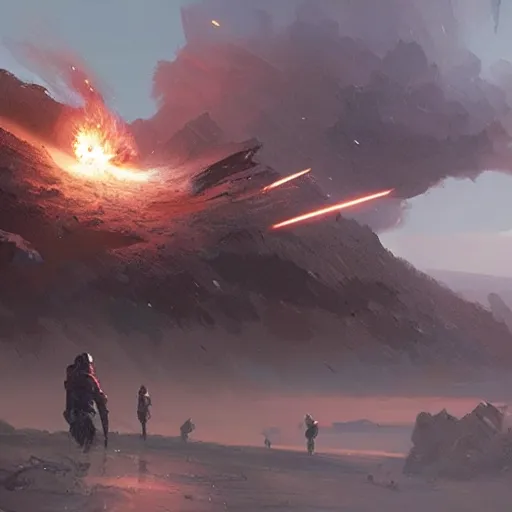 Image similar to meteor hitting earth, concept art by greg rutkowski, highly detailed, ultra realistic