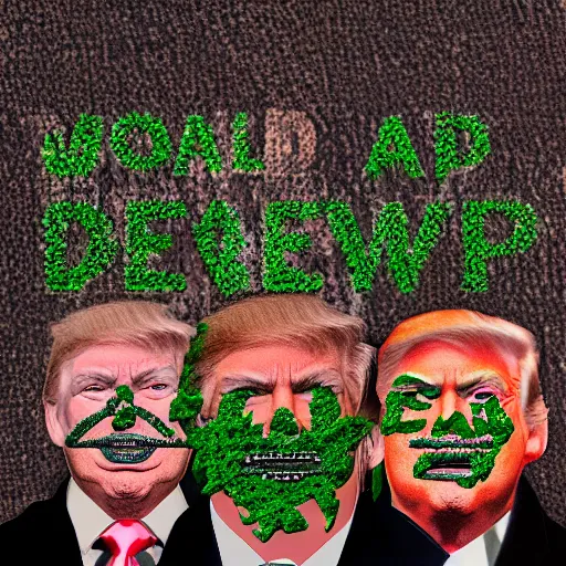 Image similar to close up photograph of very high on weed donald trump, stoner eyes, donald trump smoked weed, weed background, 8 k resolution