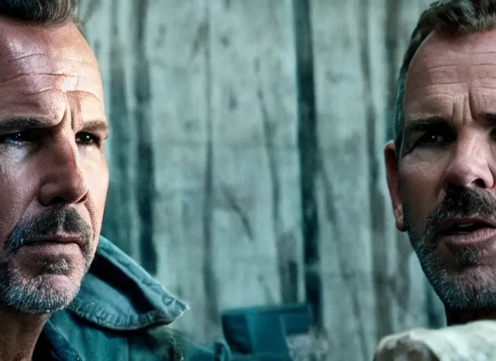 Image similar to film still of!!!!! kevin costner!!!!! as jim hopper in stranger things, 4 k