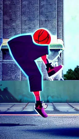 Image similar to man dunking a basketball!!! with graffiti!!! background, digital illustration, hyperrealistic hip - hop, award winning, trending on artstation, rendered in octane, rendered in unreal engine 5, beautiful colors, dark, gritty, urban