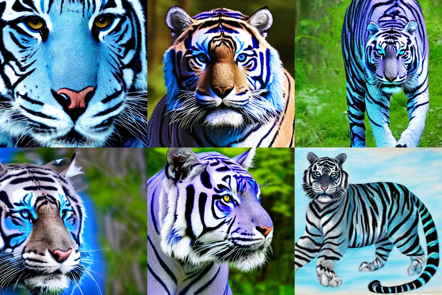 Prompt: a blue tiger