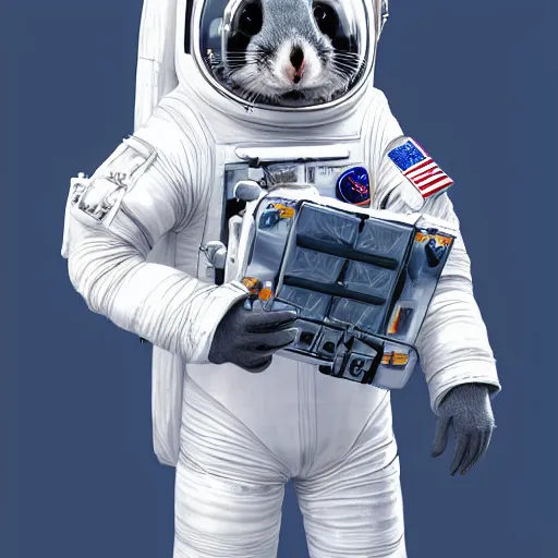 Image similar to a chinchilla in a astronaut suit, 3 d, sci - fi fantasy, intricate, elegant, highly detailed, lifelike, photorealistic, digital painting, artstation, illustration, concept art, sharp focus, art in the style of shigenori soejima