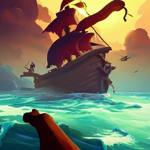 Image similar to painting treasure on sea of thieves game smooth median photoshop filter cutout vector, behance hd by jesper ejsing, by rhads, makoto shinkai and lois van baarle, ilya kuvshinov, rossdraws global illumination