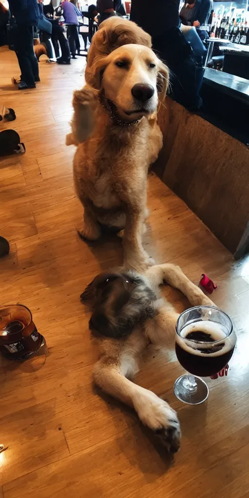 Image similar to dog drinks beer in the bar in germany