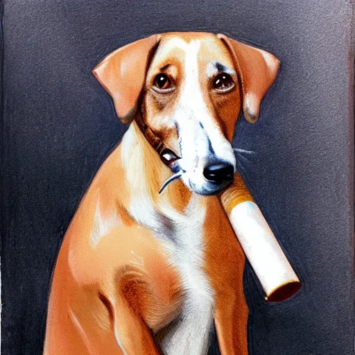 Prompt: portrait of a dog who has been smoking a cigar