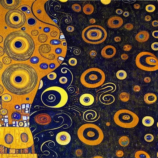 Prompt: Liminal space in outer space by Klimt