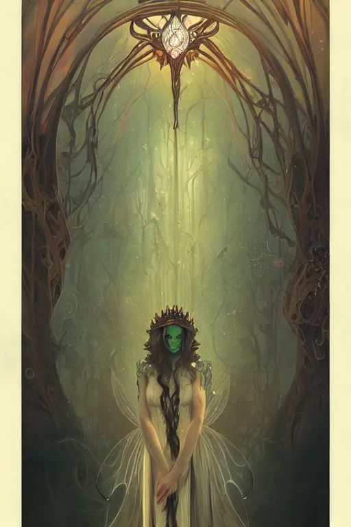 Image similar to jeweled Crown, other worldly, fairy eldritch court, art nouveau, by Anato Finnstark, Tom Bagshaw, Brom