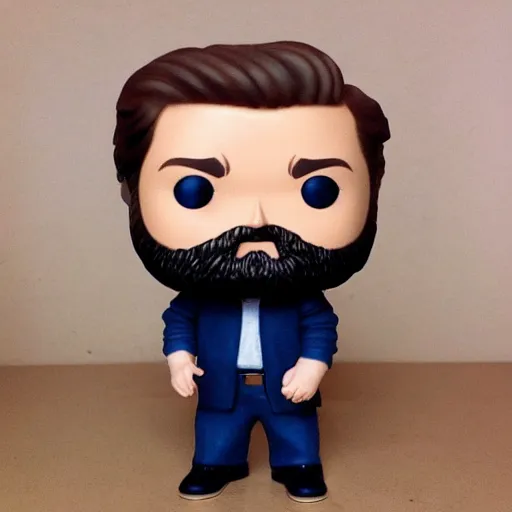 Image similar to zach galifianakis funko pop with short hair and gray beard