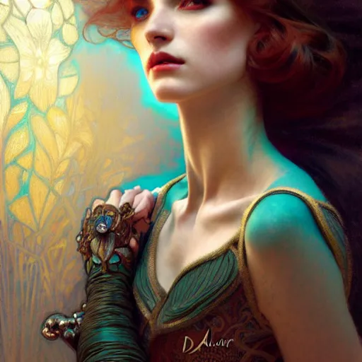 Image similar to pale teal, fantasy, intricate, elegant, dramatic lighting, emotionally evoking symbolic metaphor, highly detailed, lifelike, photorealistic, digital painting, artstation, concept art, smooth, sharp focus, illustration, art by John Collier and Albert Aublet and Krenz Cushart and Artem Demura and Alphonse Mucha