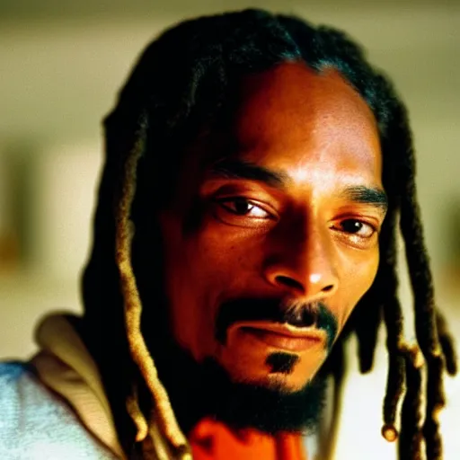 Prompt: cinematic film still of Snoop Dogg starring as Bob Marley, directed by Spike Lee, candid photo, 1999, Jamaica, shallow depth of field, , photograph, epic lighting