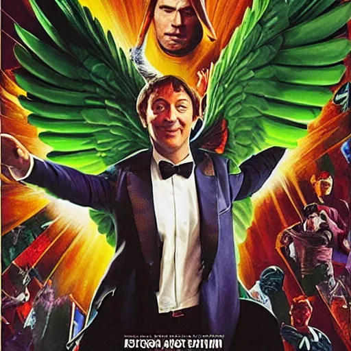 Image similar to action green suit Pigeon hero Sam Raimi and Jon Watts blockbuster movie poster, featuring Marvel Majestic Fat Pigeon in a extravagant full pigeon green body suit by Alex Ross, oil painting
