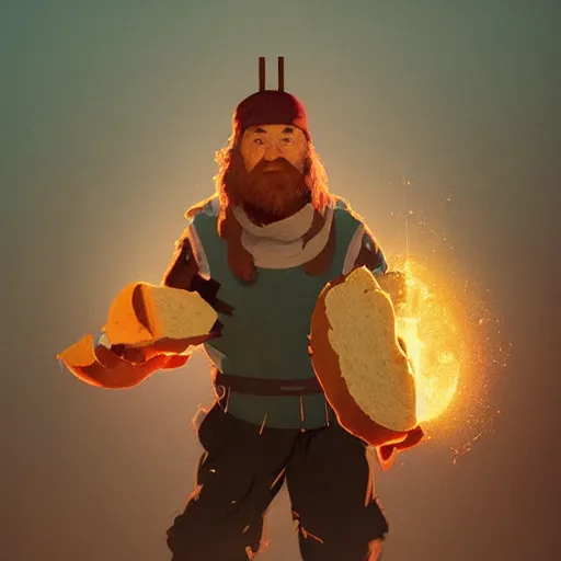 Image similar to portrait of viking toast, bread type pokemon, strong pixar wonder bread warrior, volumetric lighting, dynamic composition, art by sachin teng and sergey kolesov and ruan jia and heng z, scifi, fantasy, hyper detailed, ultra realistic, sharp focus, wildlife photography, national geographic, octane render, concept art