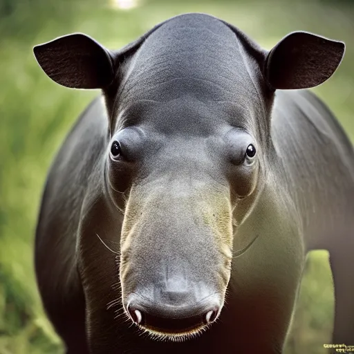 Prompt: portrait of a tapir, national geographic, grainy