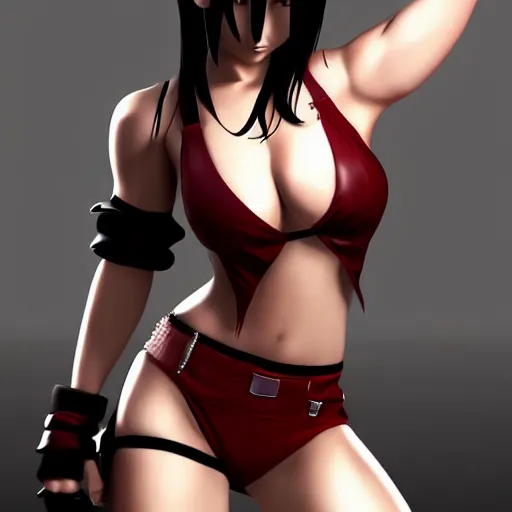 Image similar to high quality digital art of tifa lockhart posing, trending on artstartion, 4k