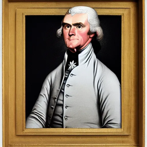Image similar to a portrait, of an incrediblely swole thomas jefferson
